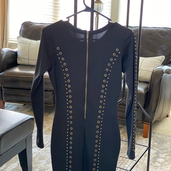 Arden B black bodycon dress with brushed gold rivets. NWT. - Picture 2 of 3